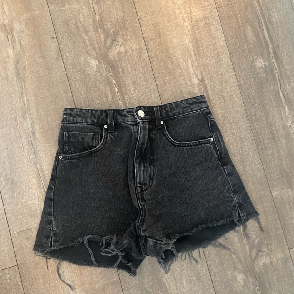 Zara black denim shorts